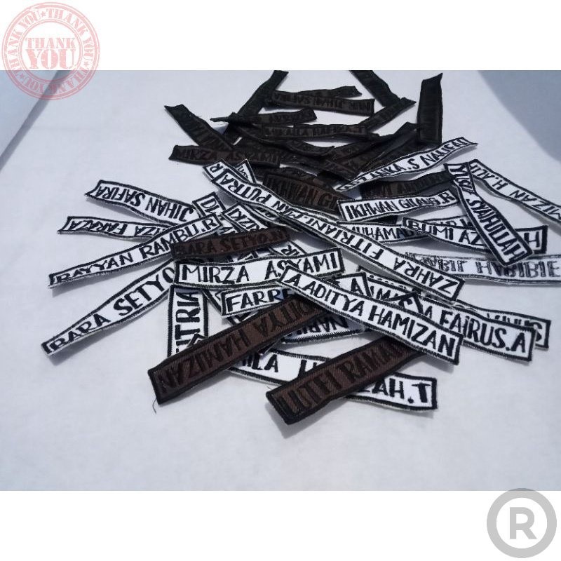 

Bordir Papan Nama Bordir/ Bet Nama Bordir (Sekolah dan Kerja) Terbaru Nama dada Sekolah Bordir Nama Custom