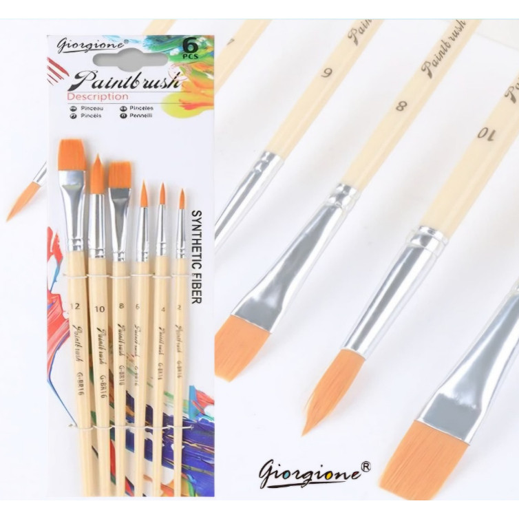 

Giorgione Paint Brush Set Flat 6pcs/set G-BR16