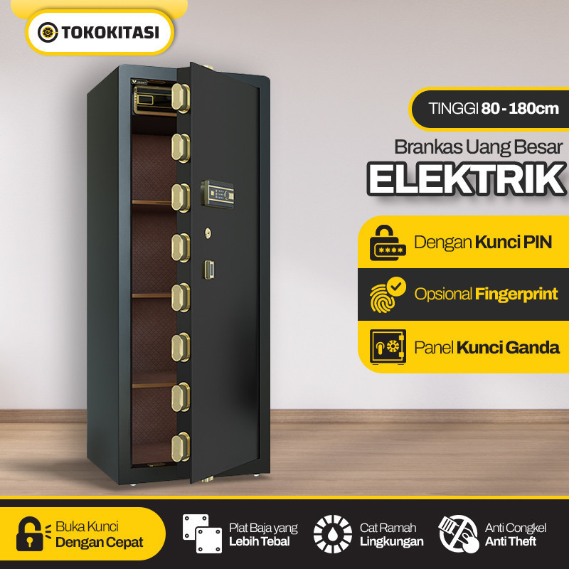 BRANKAS BESAR UANG DAN EMAS 80-180 CM BESAR ELEKTRIK BRANKAS PASSWORD DAN SIDIK JARI BRANKAS BAJA