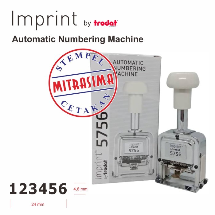 

Numbering Machine Imprint 5756 by Trodat Nomorator 6 digit otomatis