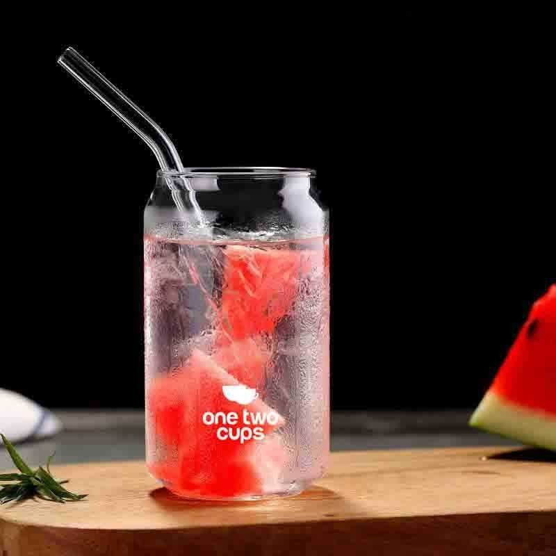 Gelas Bentuk Kaleng Minuman Kaca Borosilikat 400ml One Two Cups / Gelas Ale Drink Can Gelas Kaca Aes