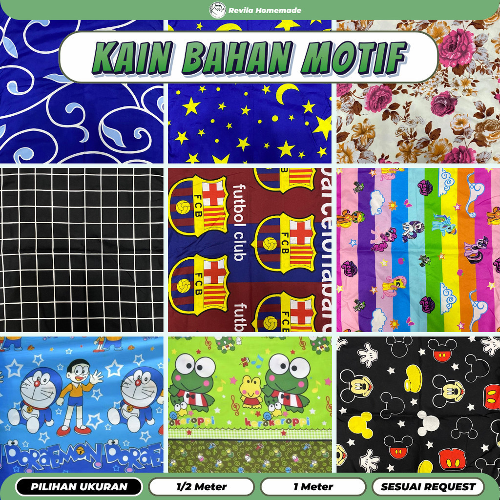 Kain Motif Bunga Karakter Meteran Bahan Disperse - Katun Polymicro Bahan Kain