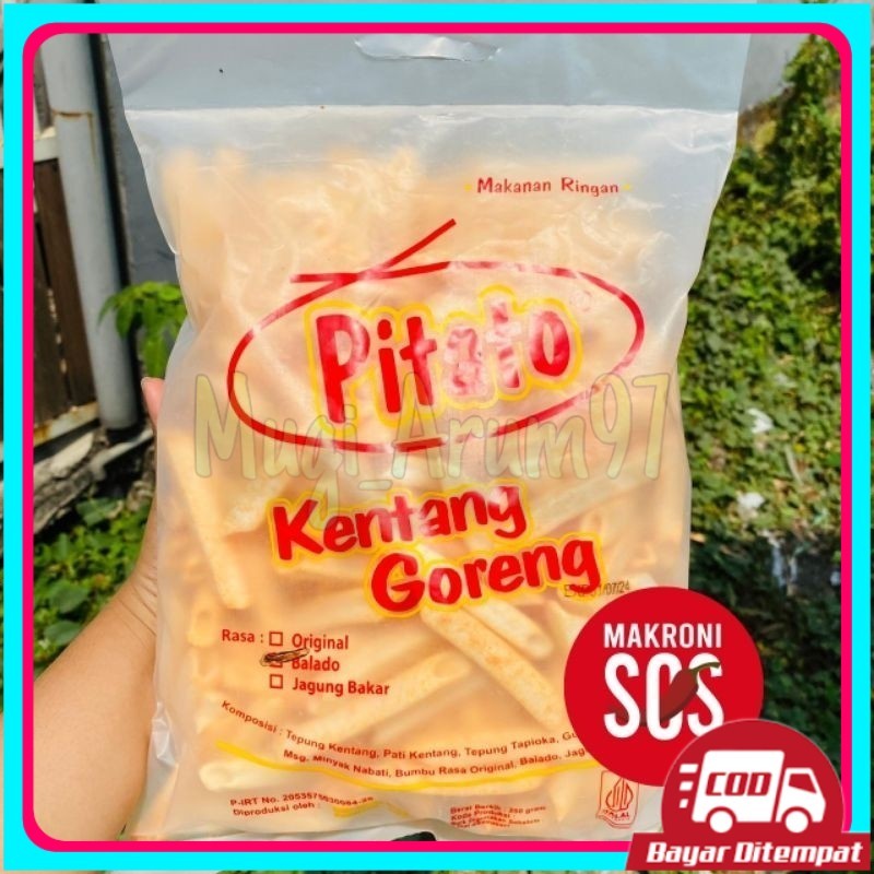 

Makaroni SOS - Pitato Snack Kentang Goreng Balado Pedas Kemasan 250Gr