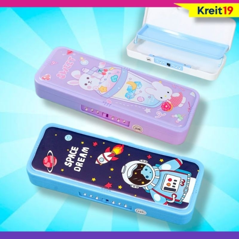 

TERMURAH Kotak Tempat Pensil Anak Kode Sandi Tepak Pensil Tingkat 2 Layer Pencil Case Susun XX-4