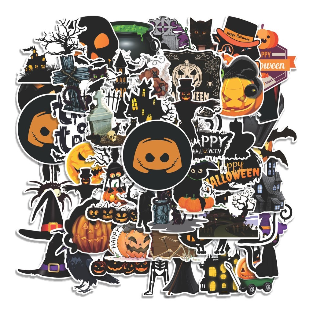 

COD 50 Pcs Stiker HAPPY HALLOWEEN Lucu Anti Air Untuk Dekorasi Notebook Sepeda Skateboard Handphone