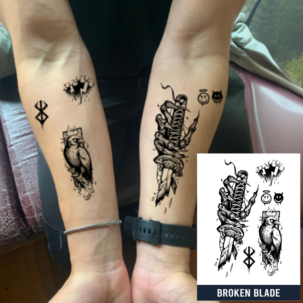 Tato Broken Blade Semi Permanen Stiker Temporer Fruit Ink - Tahan Lama Hingga 15 Hari, Waterproof 11