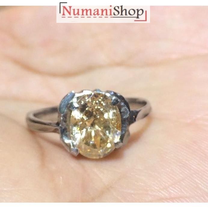 Cincin Titanium Wanita Batu Permata Brown Topaz Small HQ