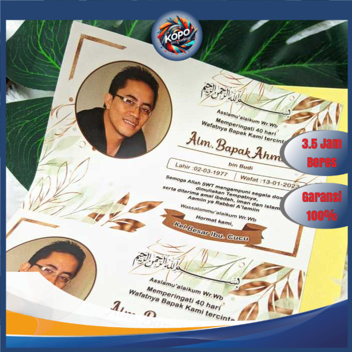 

KOPO Cetak Sticker Label Tahlil Stiker Dus Box Makanan Mengenang Wafatnya 40 100 1000 hari custom a3