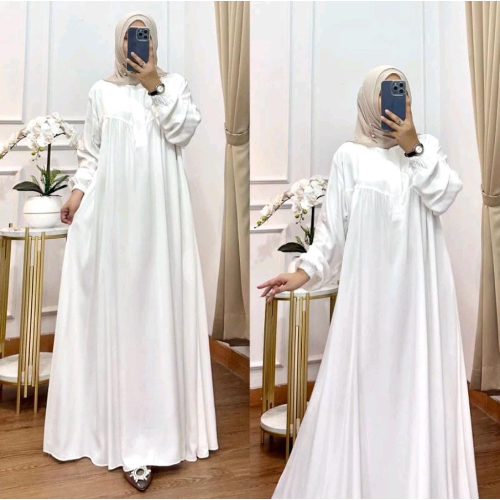 Gamis Crinkle Model Baru / Gamis Wanita Ld 120 Kekinian Jumbo / Gamis Polos Busui Frendly