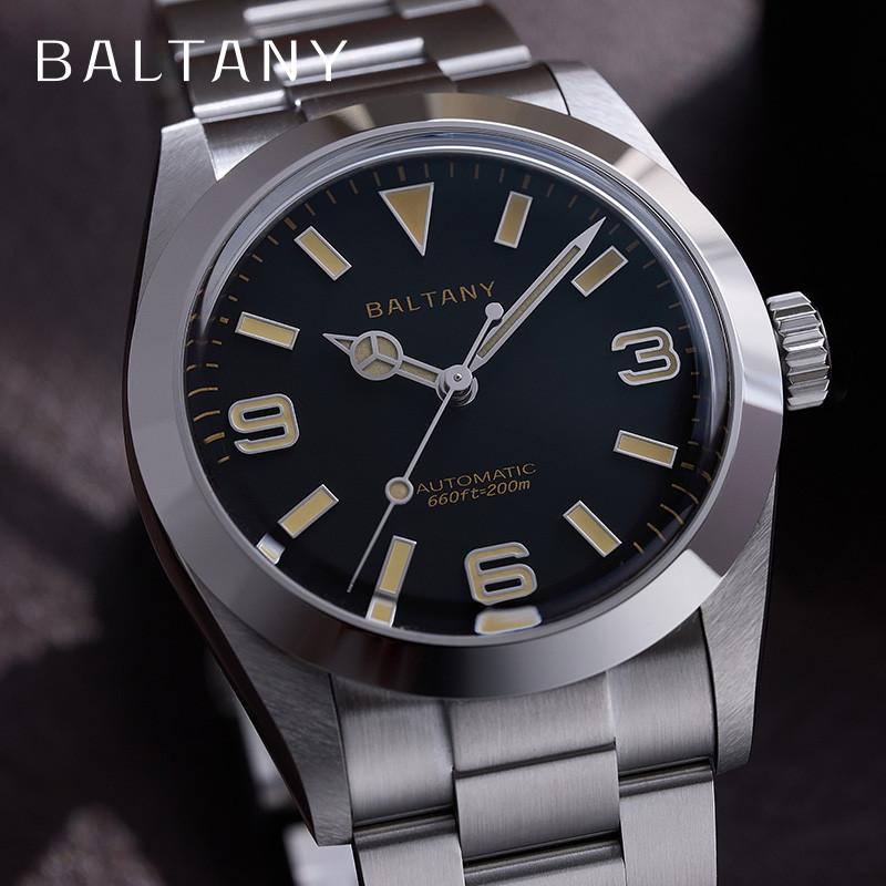 Jam Tangan Original Pria Baltany 36mm Explorer Homage Watches Brushed Bracelet NH38 Automatic Moveme