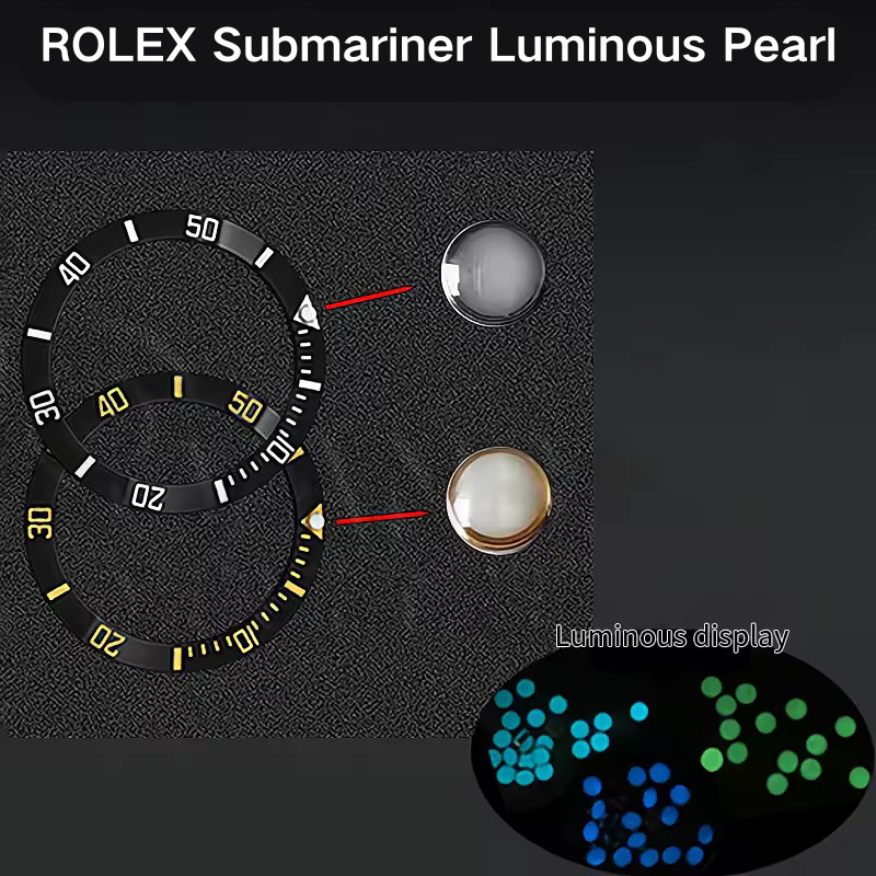 Submariner Beads Blue Green 2pcs Luminous Pip Wat  Bezel Insert 12 O’Clock Luminous Pearl Dot Mod Pa