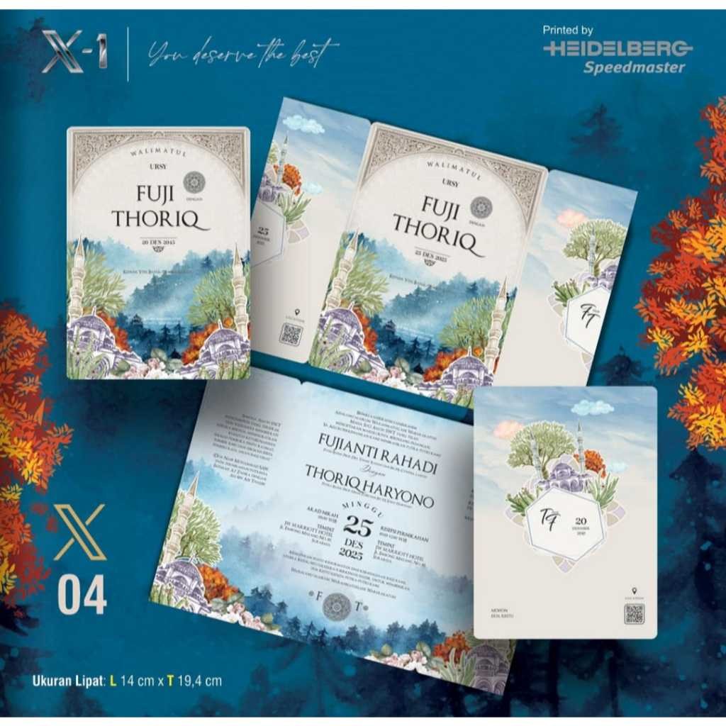 (UNDANGAN PREMIUM) Cetak Undangan Pernikahan Khitanan Full Color Murah Mewah Simple Elegan Bonus Ter