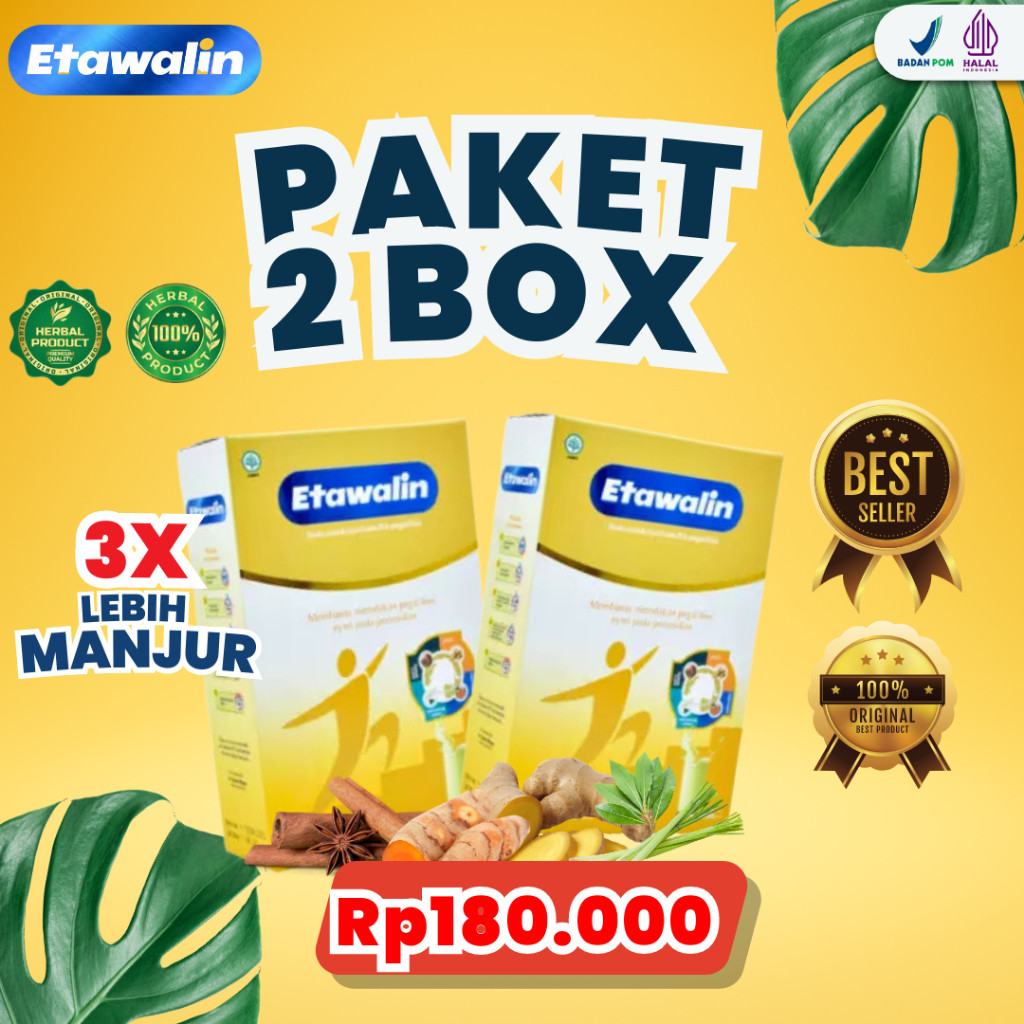 

PAKET 2 BOX ETAWALIN - BANTU ATASI GEJALA ASAM URAT, KOLESTEROL, REMATIK susu bubuk original 100%