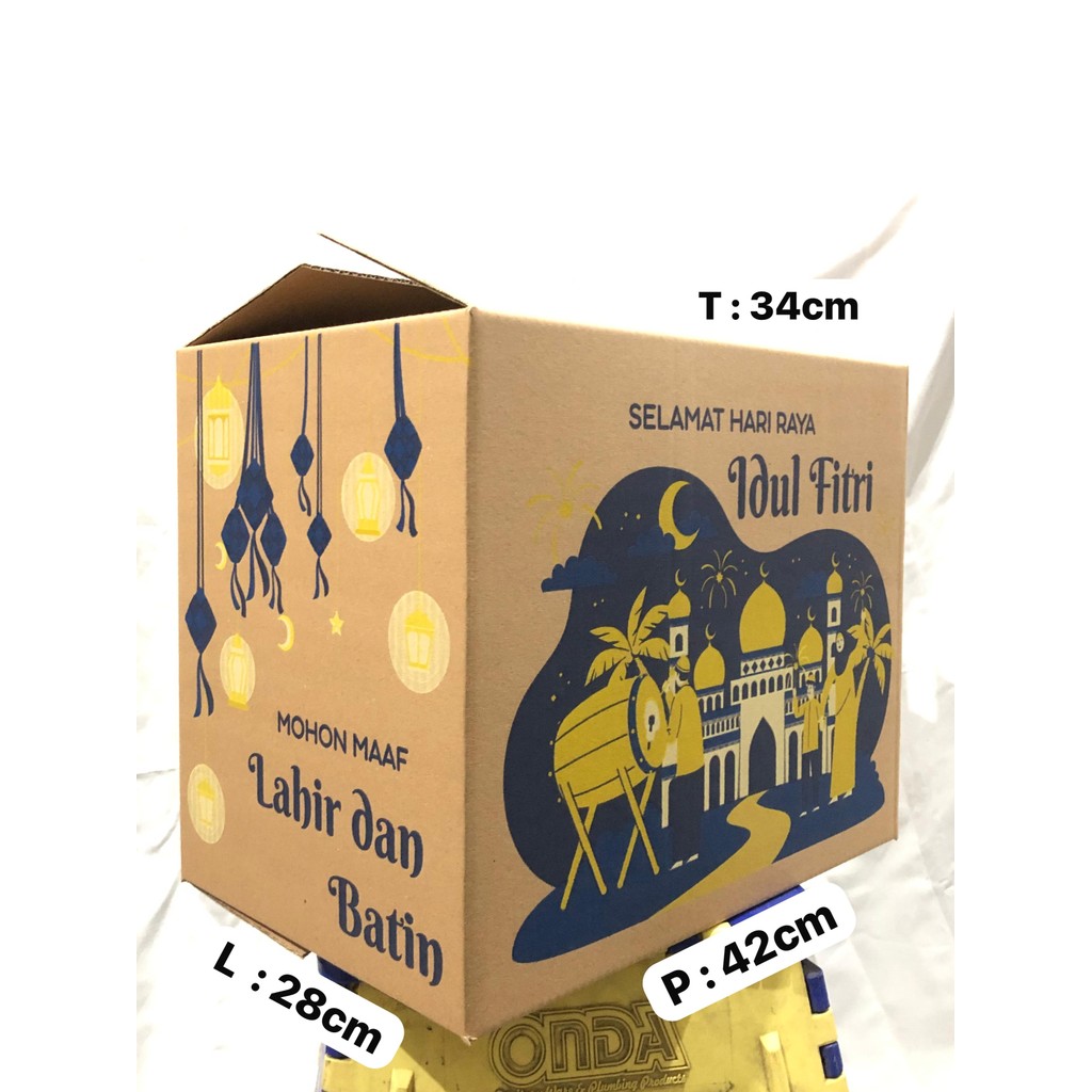 

1 PCS KARDUS PACKING CETAK LEBARAN 42X28X34 B FLUTE