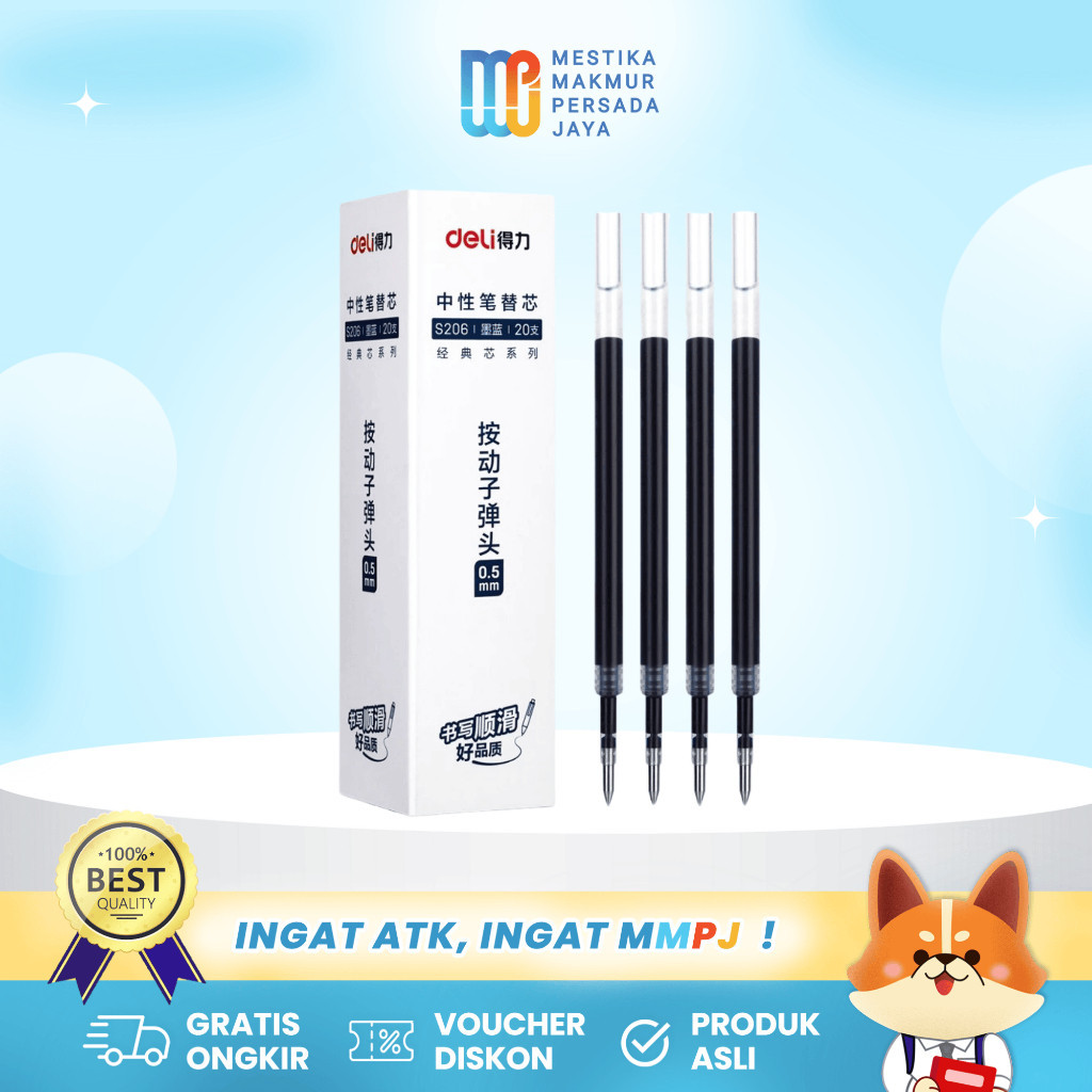 

Deli Gel Pen Refill | Refill Tinta Hitam Pulpen Gel Bullet Tip 0.5mm - Isi Ulang Pulpen Praktis S206