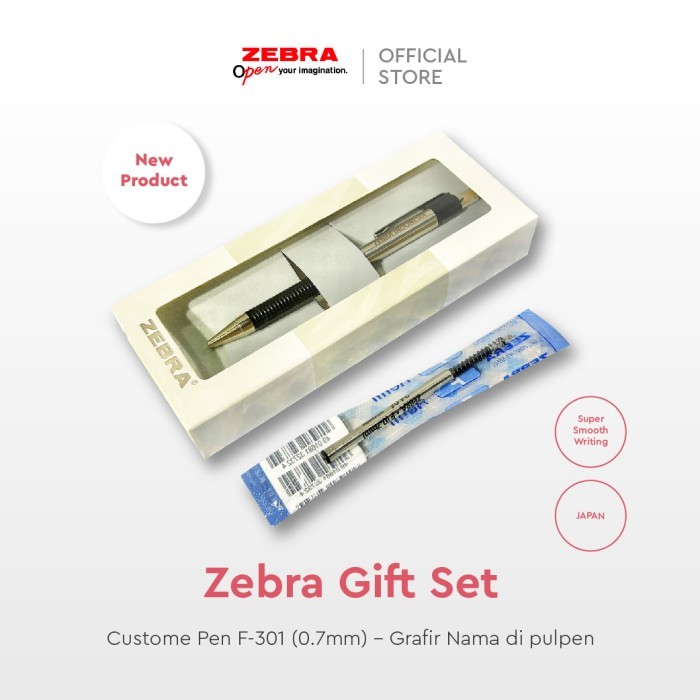 

Paket Ballpoint Zebra F-301, Refill F-301 - Bisa di grafir nama - Hitam