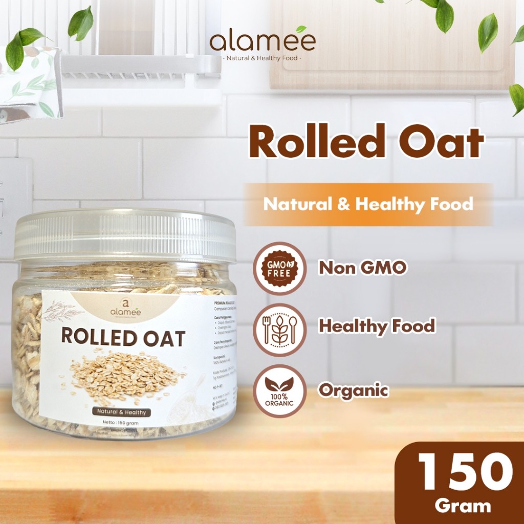 

ALAMEE Rolled Oat Gandum Utuh Kasar oatmeal wholegrain Natural Premium Alami Oatmeal Instan 150gr