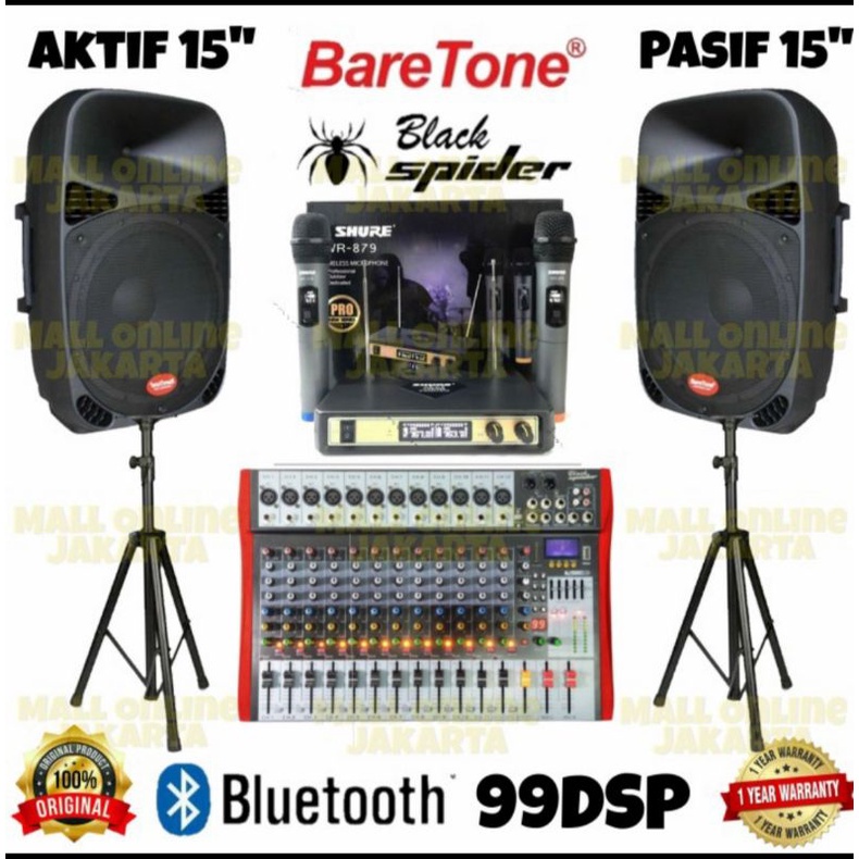 Paket Speaker aktif 15inch mixer 12channel pasif SoundSystem aktiv