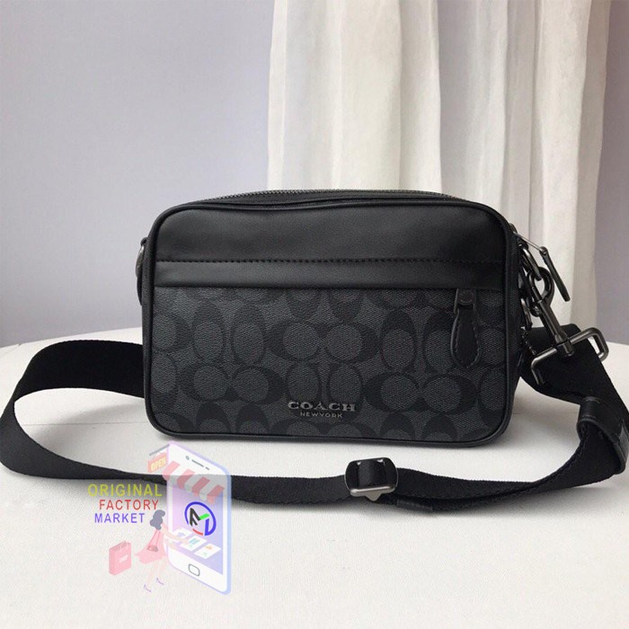 TAS COACH GRAHAM CROSSBODY BAG SIGNATURE CANVAS Black Grey COACH 50715 Lls