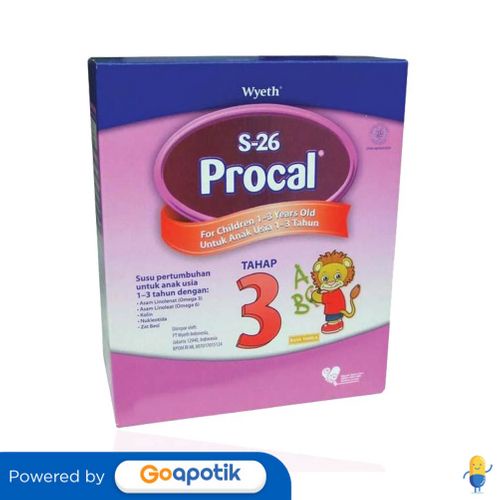 

S-26 Procal Gold 3 Susu Pertumbuhan Usia 1-3 Tahun Rasa Vanilla 400 Gram Dus