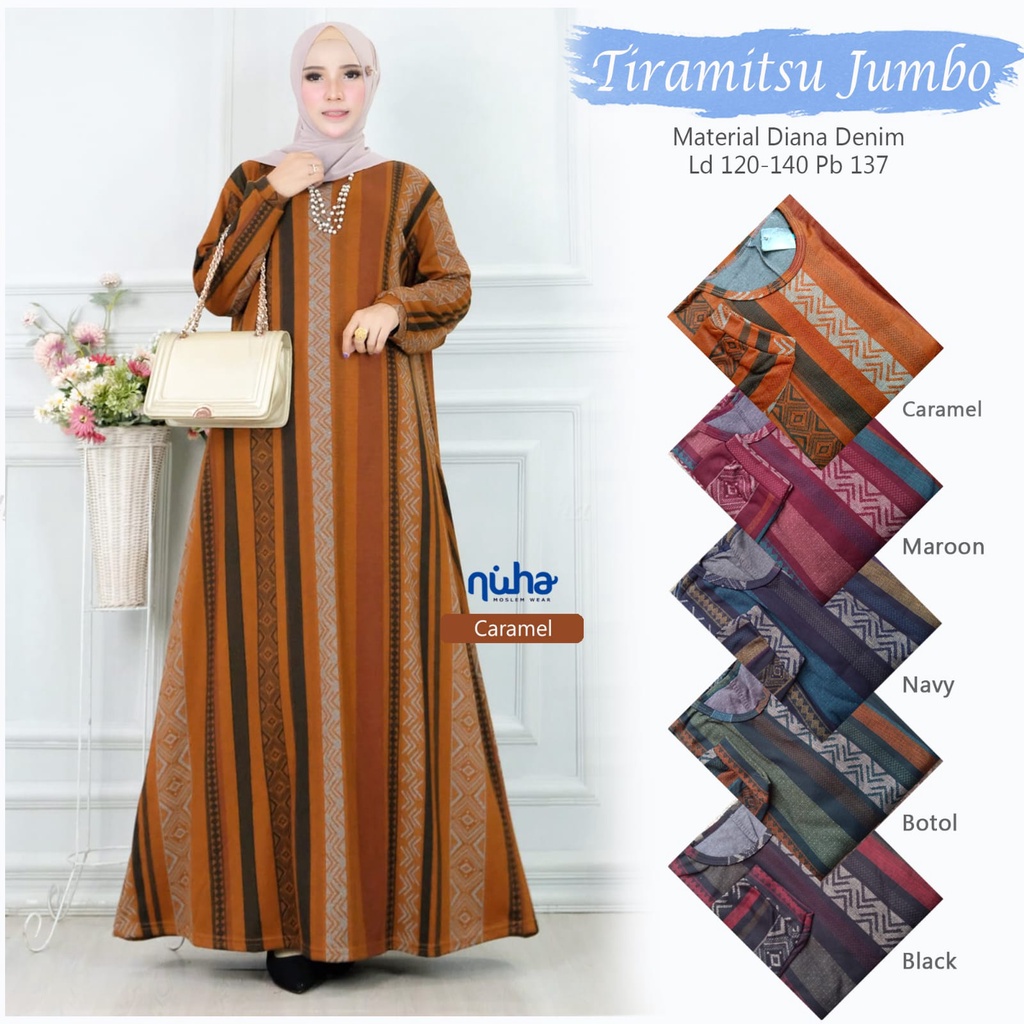 Gamis jumbo Tiramisu/ gamis syari murah / baju muslim wanita murah/ gamis jersey LD 120