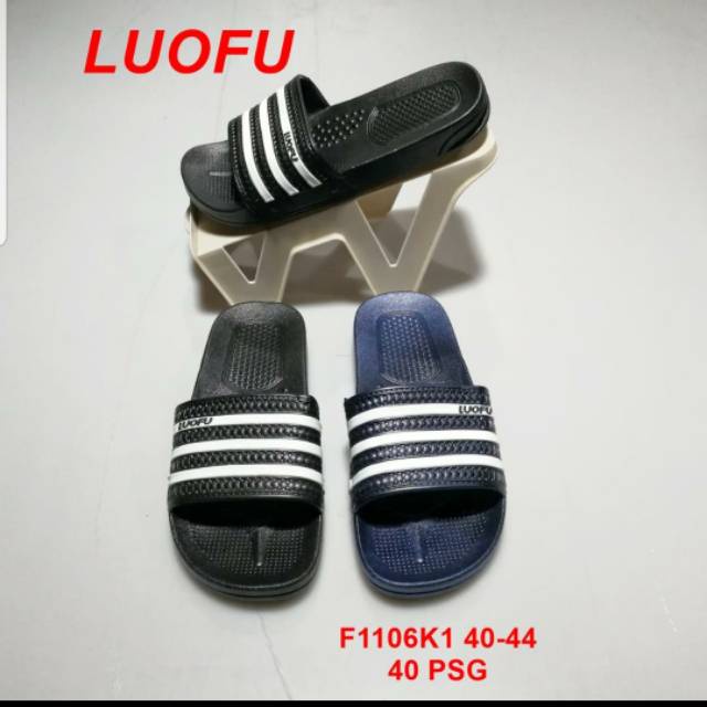 (JELYMALANG) Sandal Pria Luofu - Sandal Selop Pria Garis Garis F1106