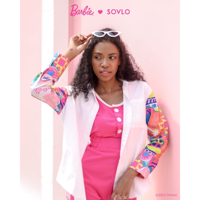 Sovlo x Barbie - Pretty Oversized Shirt - Kemeja Wanita Lengan Panjang - HAR_White