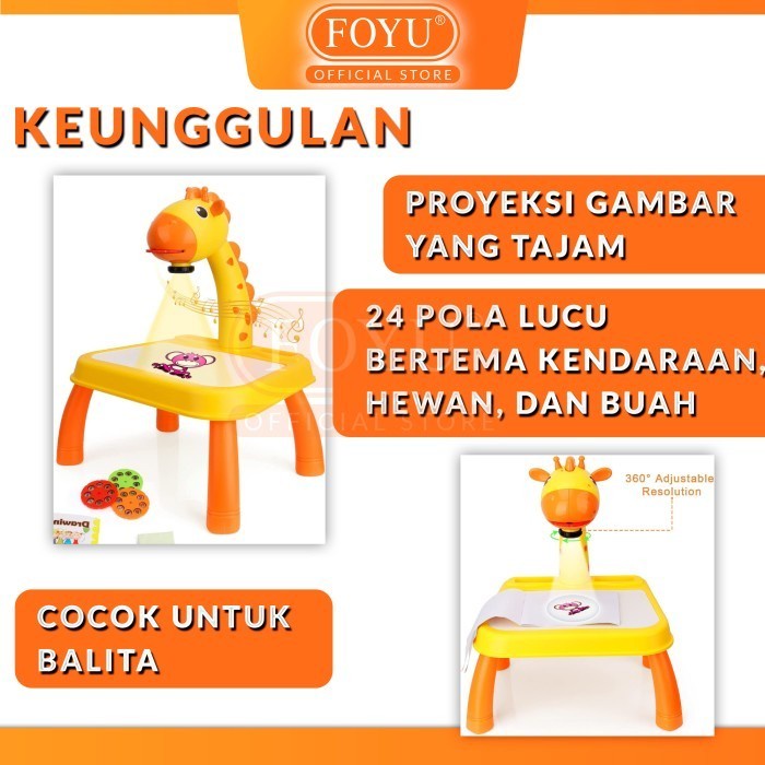Meja Gambar Proyektor Anak Motif Jerapah Mainan Panduan Melukis - Jerapah