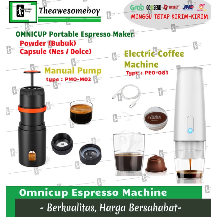 Omnicup Electric Portable Espresso Coffee Machine Capsule Powder