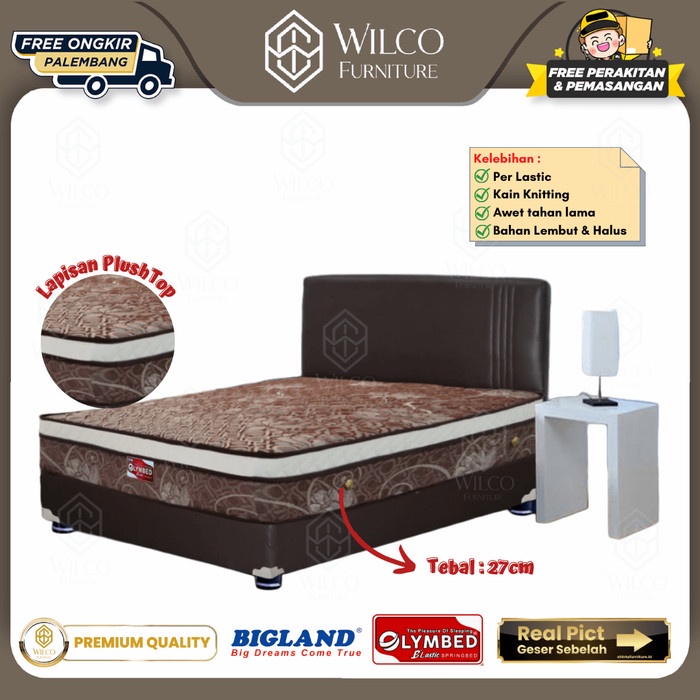 Kasur Springbed Olymbed Bigland Plushtop Coklat / Matras Pegas 27cm - 160x200, Matras Aja