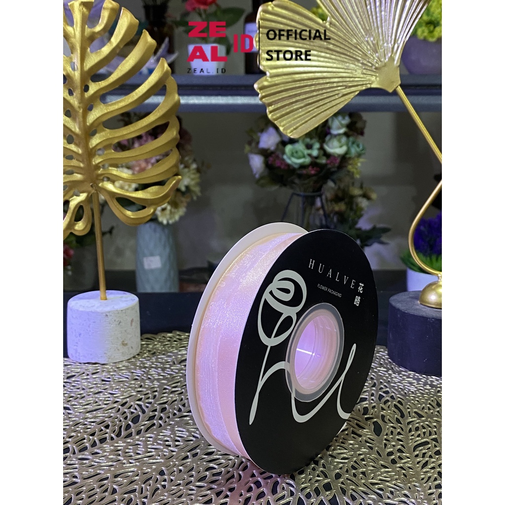 

ZEAL-ID - PTA7 EQUAL Pita Satin Roll Motif Setangan Satin dan Transparan Modern Pita Kado 2.5cm/Pita Dekorasi Buket