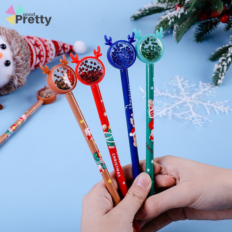 

Pena Gel Payet Rusa Natal Kreatif Alat Tulis Kartun Hati Feminin PD