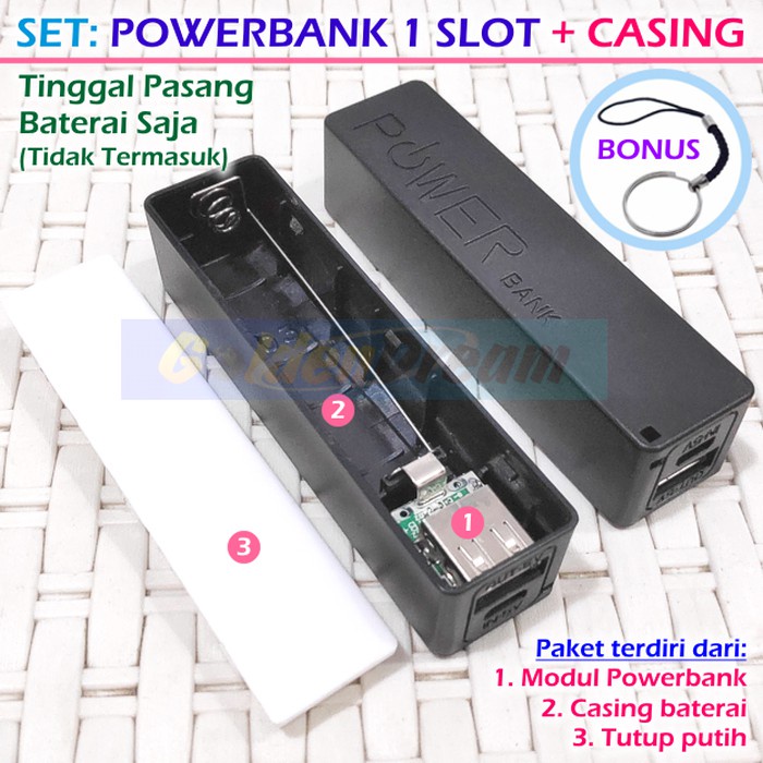 Plus Casing Modul Powerbank 1 slot Baterai 18650 Kit Power Bank 5v 1A