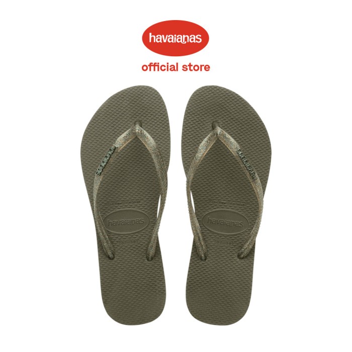 [KIA] Havaianas Slim Logo Metallic 0869-Green - Sandal Wanita - 39/40