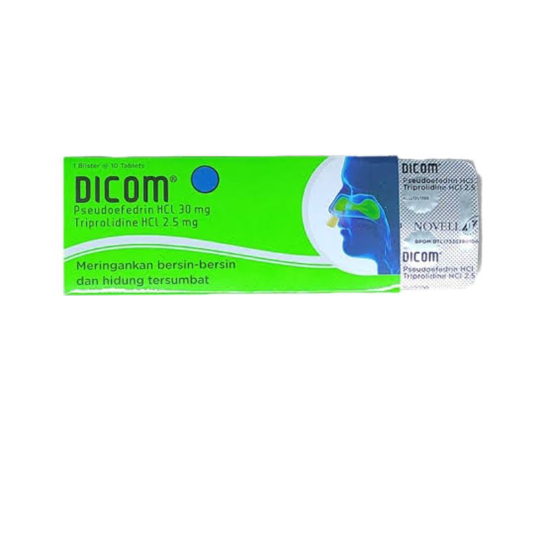 Dicom / 10 tablet -- Obat Batuk Pilek Panas pereda Flu Demam dan Sakit Kepala kaplet Dikom Actifed F