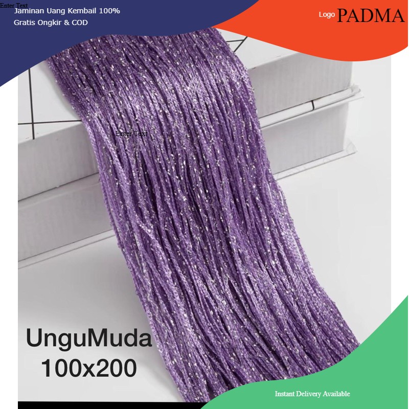 PADMA- TIRAI GLITER UNGU MUDA 100CM x 200CM PADMA