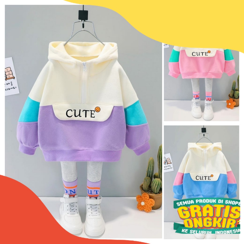 Sweater Hoodie anak Cute Usia 1- 7 (Tahun ) Sweater Anak Fleece  / hoodie anak perempuan / Jaket per