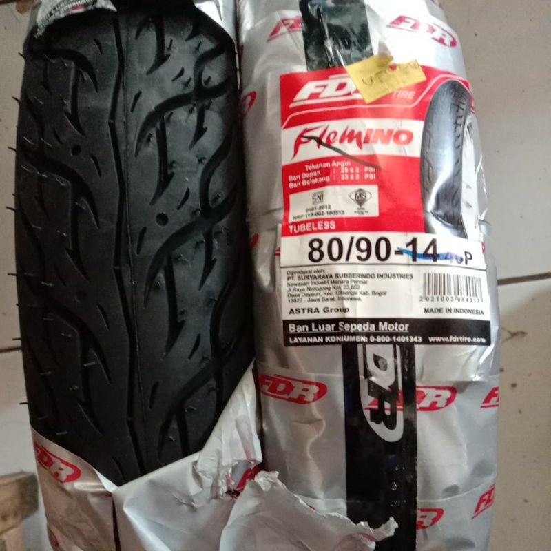 FDR 80/90-14 Flemino Ban Luar FDR Tubeless Ring 14 100% Original Untuk Ban Motor Honda Beat Vario Mi