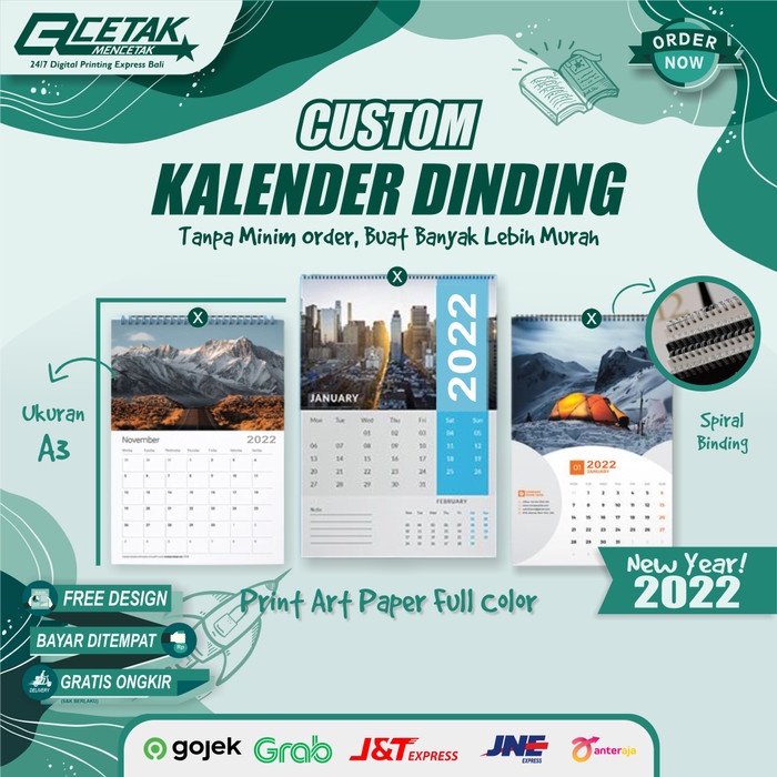 Kalender Dinding A3 Bali Nasional Tahun 2022 Promo Custom Desain