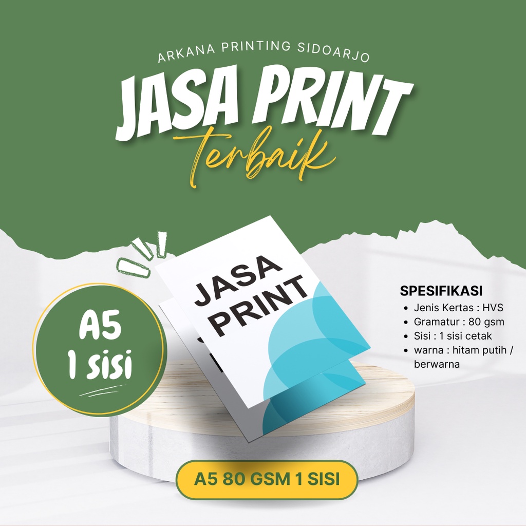 

print Warna HVS A5 80 gsm 1 sisi