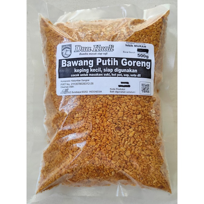 

Dua Kuali Bawang Putih Goreng Cincang Keping Kecil