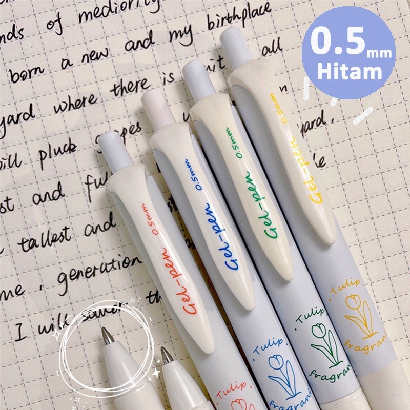 

Pulpen motif Tulip menekan netral Pen tinggi nilai wajah siswa alat tulis Jepang menulis halus 0,5 pena hitam netral