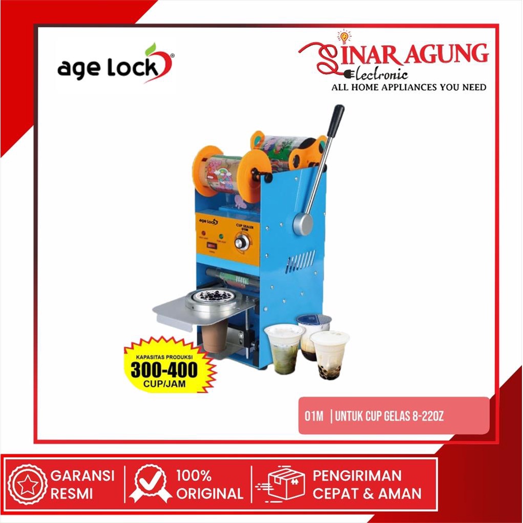 Mesin Cup Sealer Age Lock 01M  Untuk Cup Gelas 8-22Oz Bonus 1 Roll