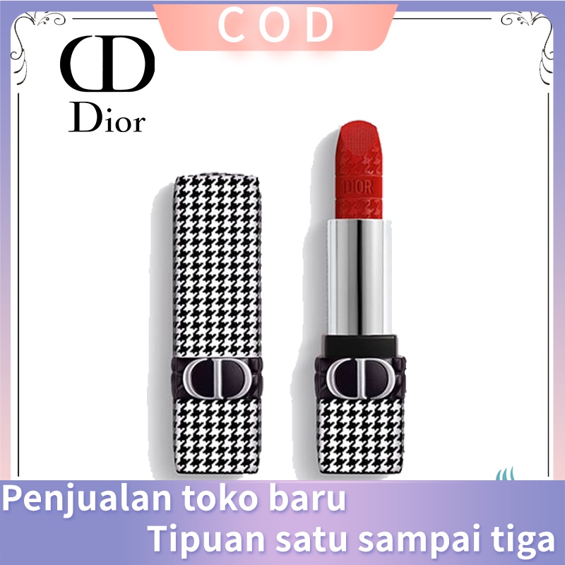 (COD) Dior houndstooth lipstik ROUGE DIOR NEW LOOK EDITION Lipstick and colored lip balm - floral li