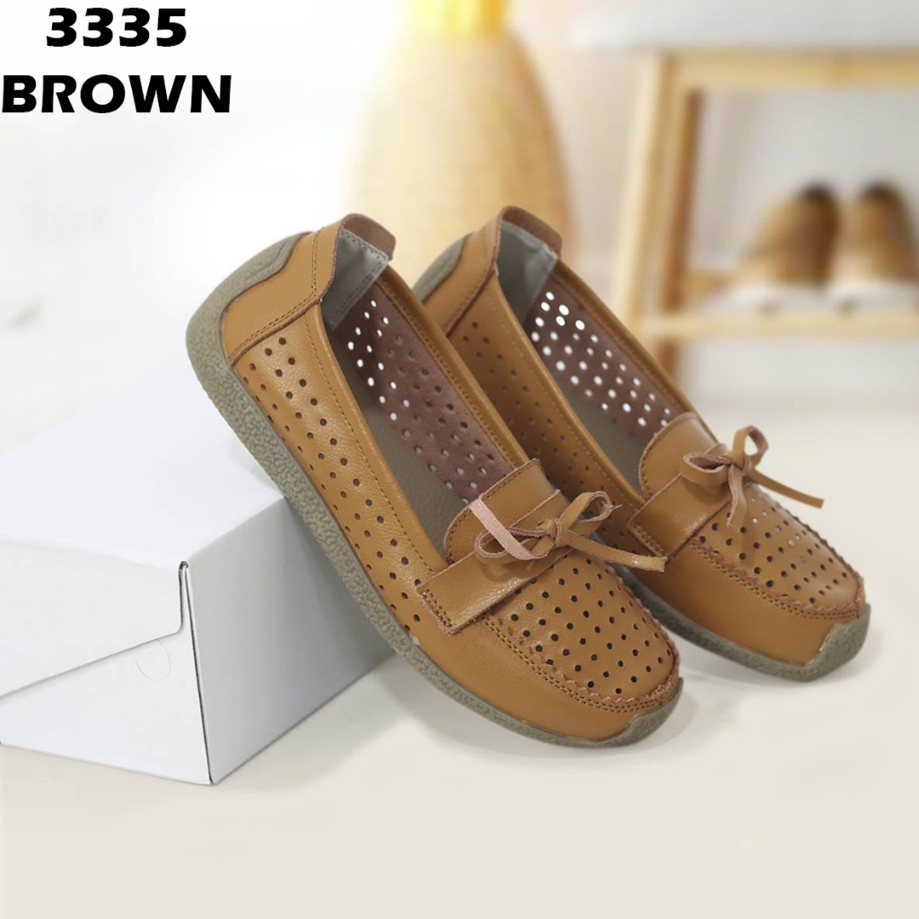 TERMURAH - (J) (COD) Sepatu Flat Wanita  Kulit  Import J3335 Flat Shoes Wanita Kulit Import Sepatu W