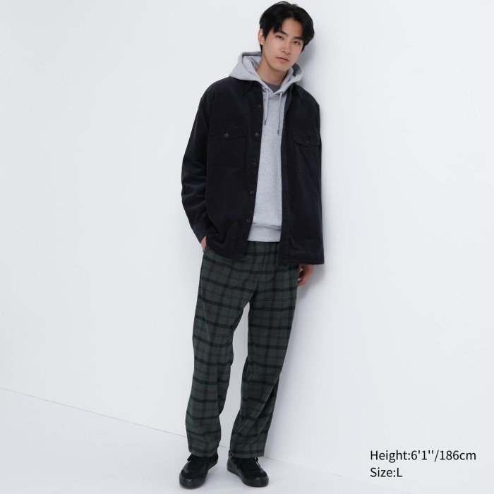 UNIQLO Celana Flannel Ankle Rileks (Motif) 461431 Pria S