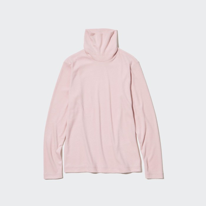 UNIQLO HEATTECH T-Shirt Fleece Kerah Tinggi (Turtleneck) 449750 Wanita - 10 PINK