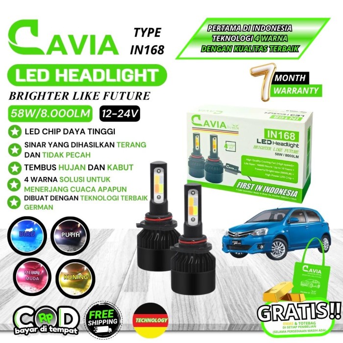 CAVIA-LAMPU LED 4 WARNA TOYOTA ETIOS VALCO TERANG TEMBUS KABUT&HUJAN