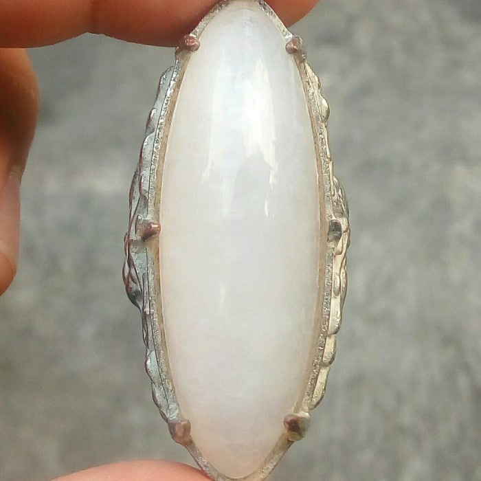 Cincin Batu Akik Pandan Kapas Putih Sisik 10