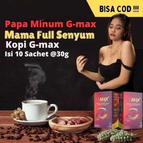 

KOPI GMAX STAMINA PRIA DEWASA TAHAN LAMA ORIGINAL BPOM G-MAX KOPI EXTRA GINGSENG 10 SACHET DARI HERBAL ALAMI BERKUALITAS 100%